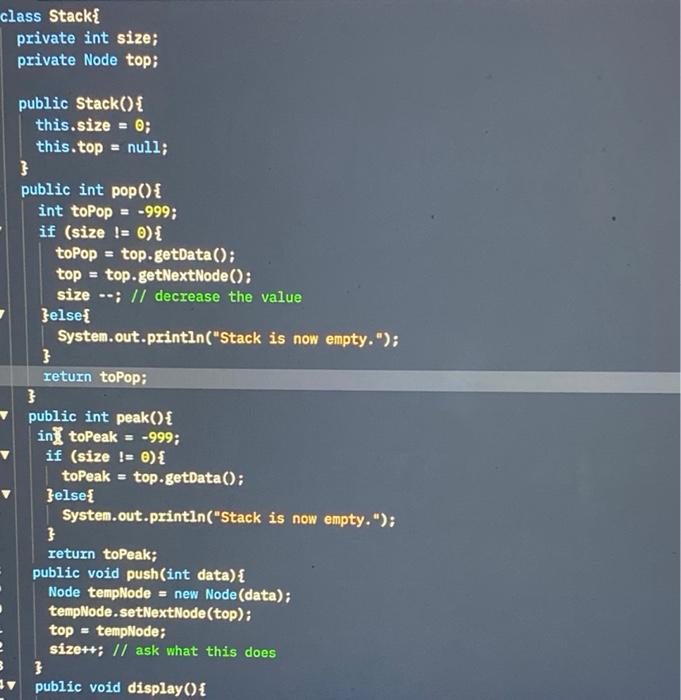 Class Stack Private Int Size Private Node Top Public Stack This Size 0 This Top Null Public Int Pop Int 1
