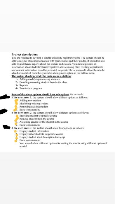 Project Description You Are Required To Develop A Simple University Registrar System The System Should Be Able To Regi 2