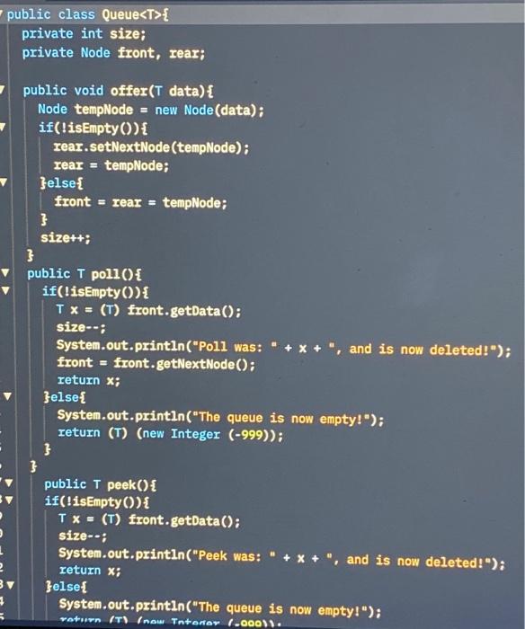 Public Class Queue T Private Int Size Private Node Front Rear Public Void Offer T Data Node Tempnode New Node 1