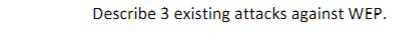 Describe 3 Existing Attacks Against Wep 1