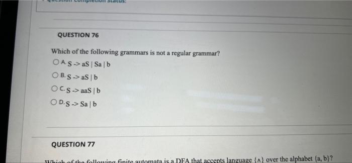 Question 71 1 Points Given The Following Grammar G With I As The Start Symbol 1 Ajab B Cicb A Lid Clidis D 0111213 5