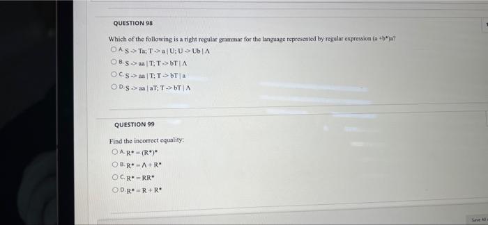 Question 91 1 Points Save Find The Correct Equality Oab 0 Oba Ocea Oda 1 Points Question 92 The Following Procedure Sho 6