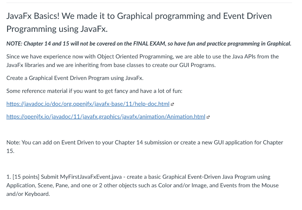 Javafx Basics We Made It To Graphical Programming And Event Driven Programming Using Javafx Note Chapter 14 And 15 Wi 1
