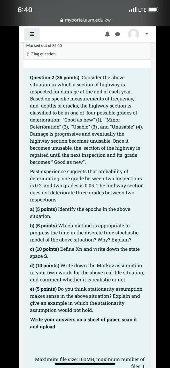 6 40 Il Lte Myportal Aum Edu Kw Marked Out Of 35 00 Flag Question Question 2 35 Points Consider The Above Situation 1
