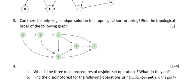3 Can There Be Only Single Unique Solution To A Topological Sort Ordering Find The Topological Order Of The Following 1
