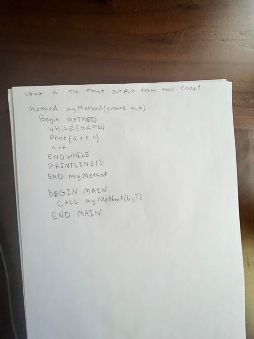 15 Ca What Out Put From This Code Method Metrod Create A B Begin Method While Ac B Print A K End While Printl 1
