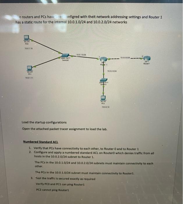 The Routers And Pcs Have Eonfigred With Theit Network Addressing Settings And Router 1 Has A Static Route For The Intern 1