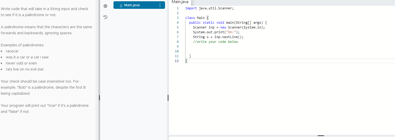 O Main Java Write Code That Will Take In A String Input And Check To See If It Is A Palindrome Or Not 3 Main Java 1 Imp 1