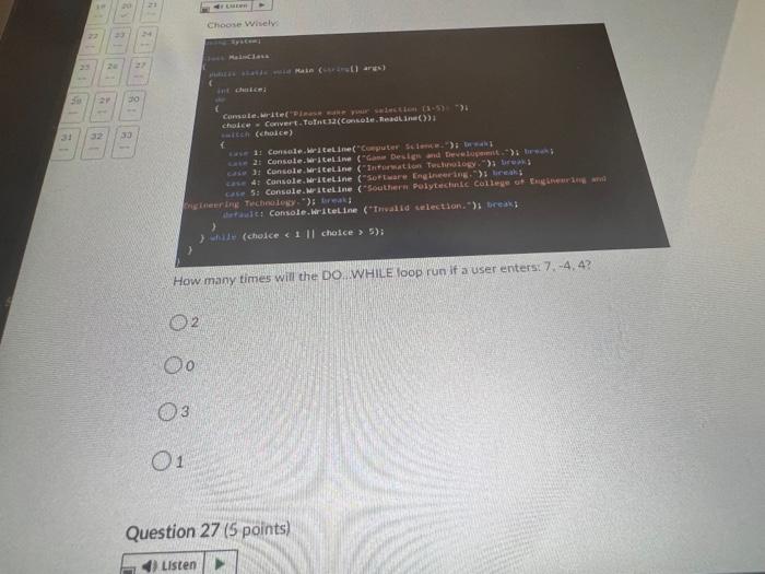 Question 25 5 Points Them 30 19 What Is The Exact Output From Calling The Print Numbers Method Method Printnumbers Be 2