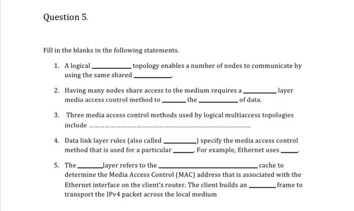 Question 3 In Table Match The Term On The Left To Its Definition On The Right Term A Frame B Node Definition Two Or Mo 2