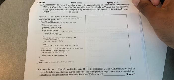 11 Assume The Tree On Figure 2 Is A Bst And We Want To Insert Number G In It What Is The Output Of Int Tree Insert 8 3