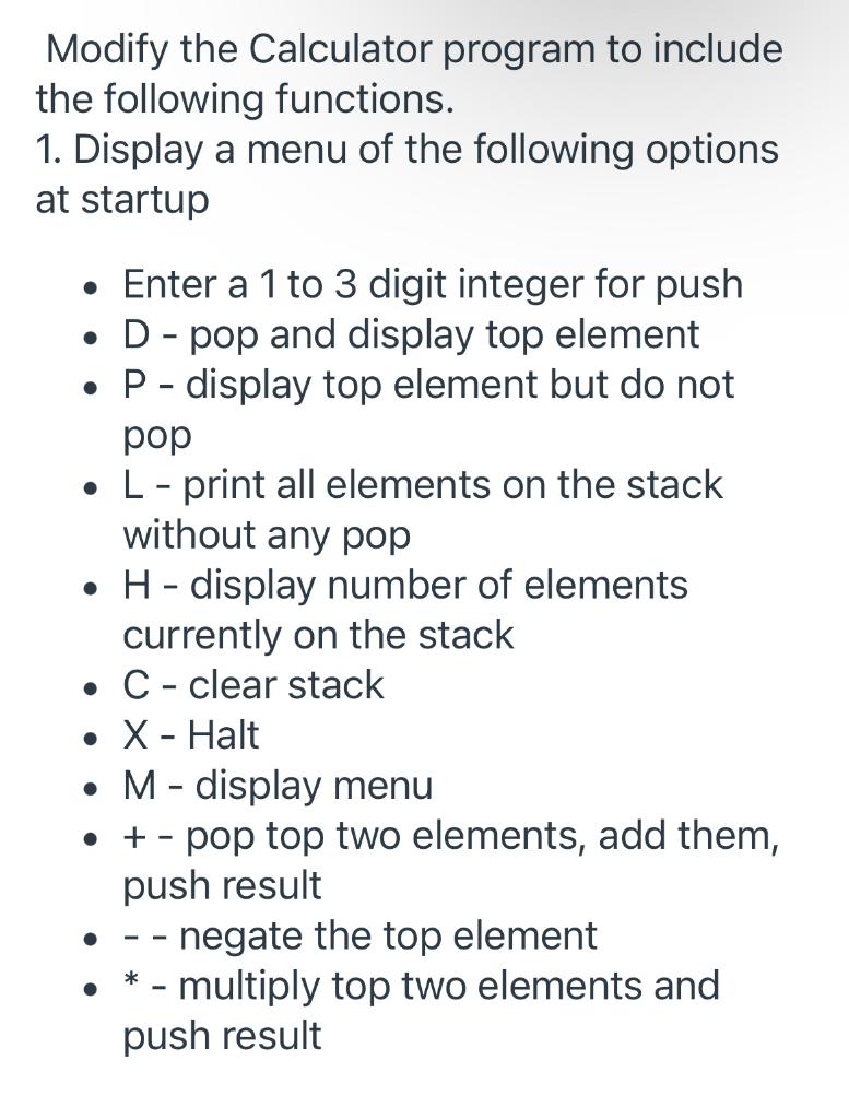 Lc3 Language Orig X3000 The Calculator Main Algorithm Lea R6 Stackbase Initialize The Stack Add R6 R6 0 R6 1