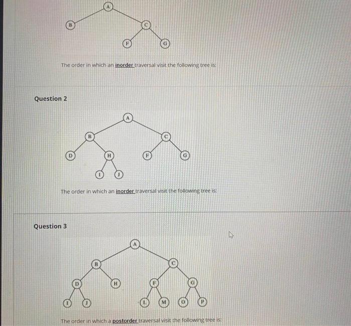 B The Order In Which An Inorder Traversal Visit The Following Tret Is Question 2 The Order In Which An Inorder Traversa 1