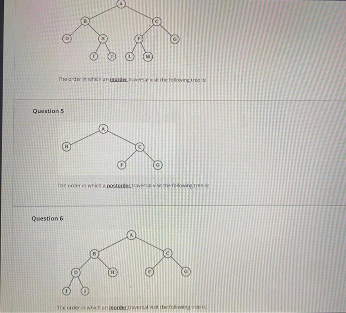 B The Order In Which An Inorder Traversal Visit The Following Tret Is Question 2 The Order In Which An Inorder Traversa 4