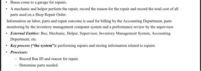 Buses Come To A Garage For Repairs A Mechanic And Helper Perform The Repair Record The Reason For The Repair And R 1