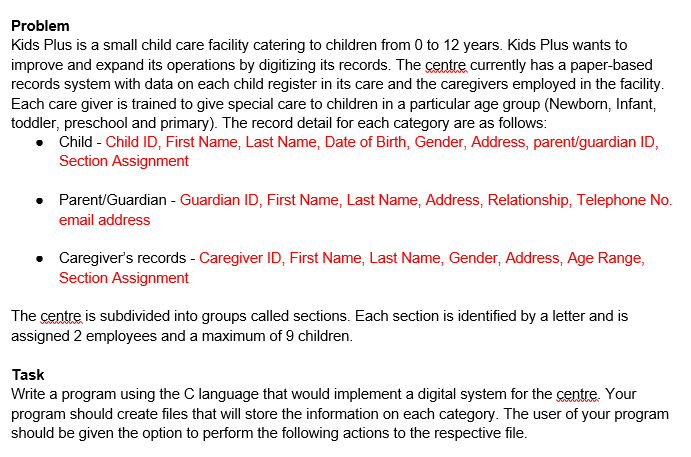 Problem Kids Plus Is A Small Child Care Facility Catering To Children From 0 To 12 Years Kids Plus Wants To Improve And 1