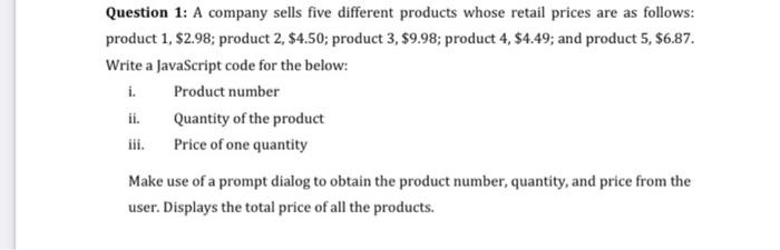 Language Html And Javascript Please Solve A Complete Question 1
