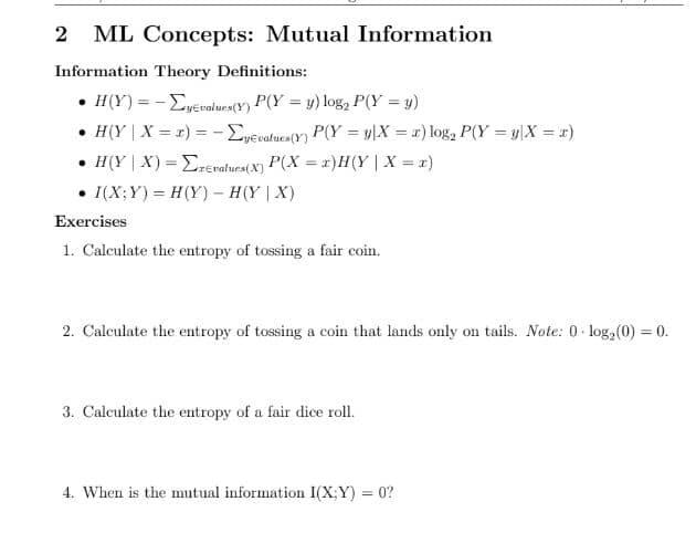 2 Ml Concepts Mutual Information Information Theory Definitions Hy Eyevalura Y P Y Y Log P Y Y Hy X 1