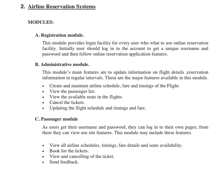 2 Airline Reservation Systems Modules A Registration Module This Module Provides Login Facility For Every User Who W 1