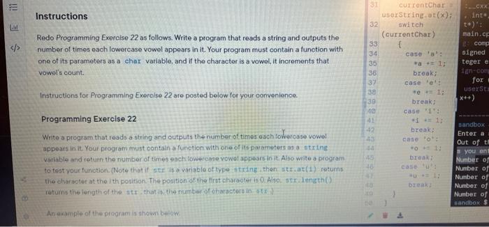 Ill Instructions M Redo Programming Exercise 22 As Follows Write A Program That Reads A String And Outputs The Number 1