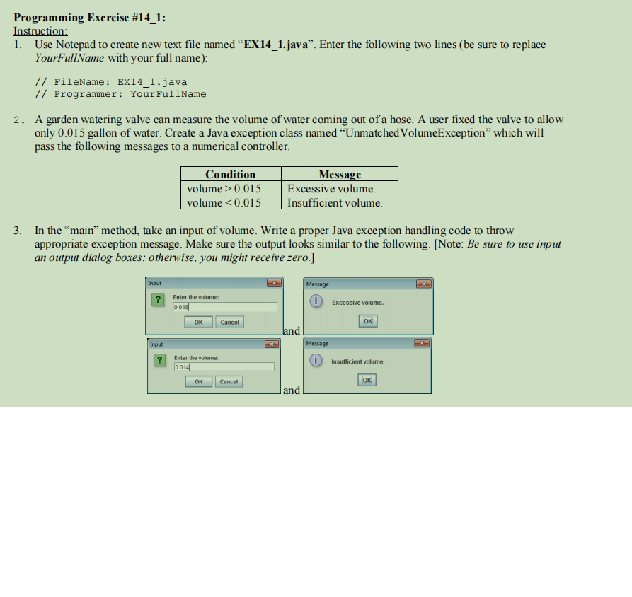 Programming Exercise 14 1 Instruction 1 Use Notepad To Create New Text File Named Ex14 1 Java Enter The Following 1