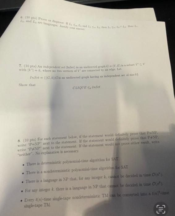 Land La Are Lang Sostits You Awer 6 10 Pts Prove Or Druptores Llist And Isola Tiro La Solant Han Hi 7 10 Pts An Ind 1