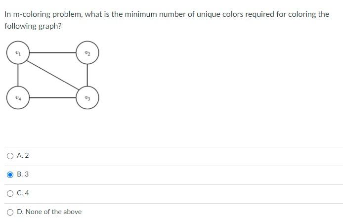 In M Coloring Problem What Is The Minimum Number Of Unique Colors Required For Coloring The Following Graph 04 O A 2 1
