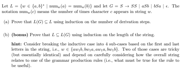 Let L W A B Numu A Num 6 And Let G S Ss Asb Bsa The Notation Numy C Means The Number Of Times 1