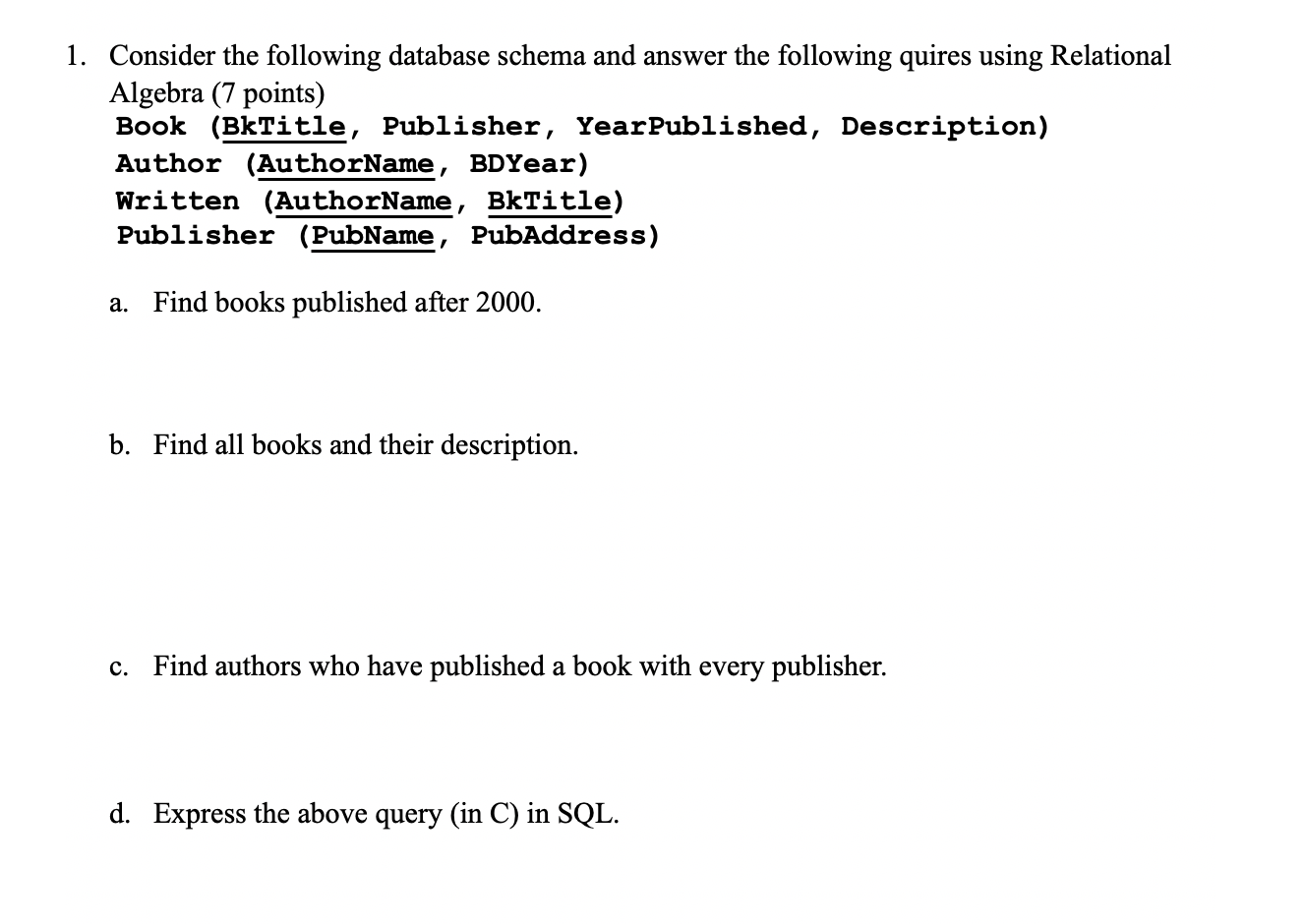 In Sql Language 1