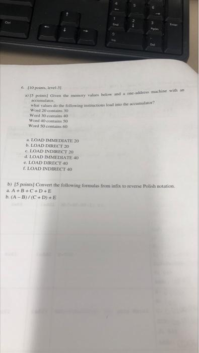 C De A 10 Points Level32 15 Polas Given The Memory Stes De Madre Machine With An What Values Do The Following Instructie 1