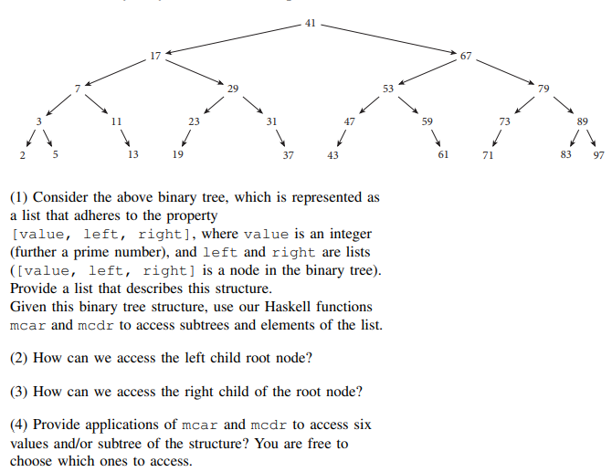 41 17 29 53 3 11 23 31 47 59 73 89 2 5 13 19 37 43 61 71 83 97 1 Consider The Above Binary Tree Which Is Repres 1