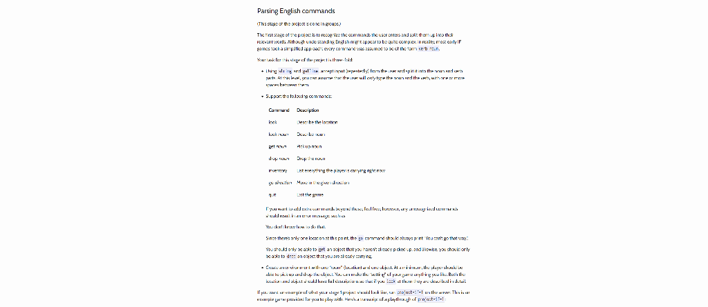 The First Stage Of The Project Is To Recognize The Commands The User Enters And Split Them Up Into Their Relevant Words 1