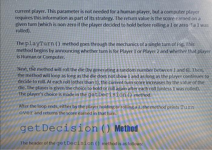 Project 4 Pig The Game Of Pig Is A Jeopardy Dice Game The Rules Are Very Simple 1 Two Players Take Turns Rolling A S 5