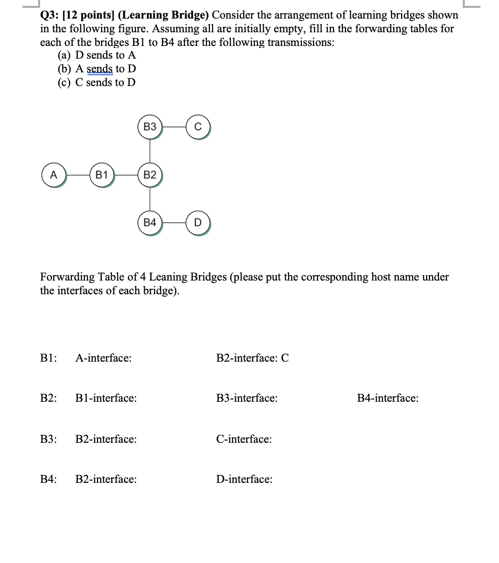 Q3 12 Points Learning Bridge Consider The Arrangement Of Learning Bridges Shown In The Following Figure Assuming A 1