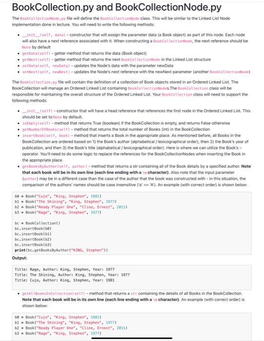 Instructions You Will Need To Create Four Files Book Py File Containing A Class Definition For A Book Object Bookco 3