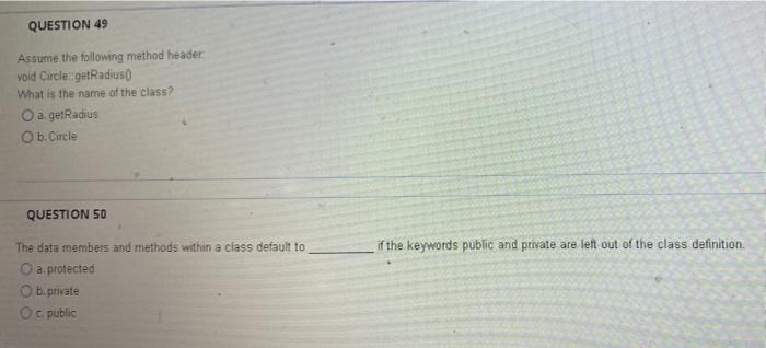 Question 55 Constructors May Not Have A Return Type True False Question 56 When Verloading A Method Which Of The Follo 3