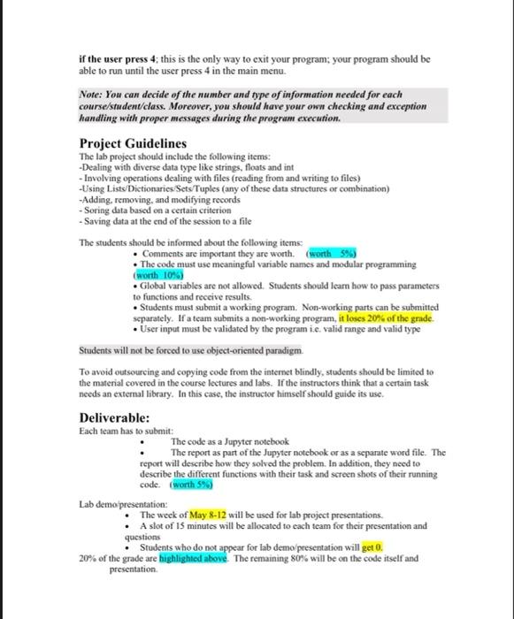 Ics 104 Lab Project This Is A Two Student Group Project The Deadline For Submission Is May 6 Before Midnight The Discu 2