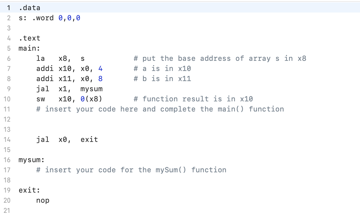 Please Write Risc V Assembly Code For The C Code Provided Above 2