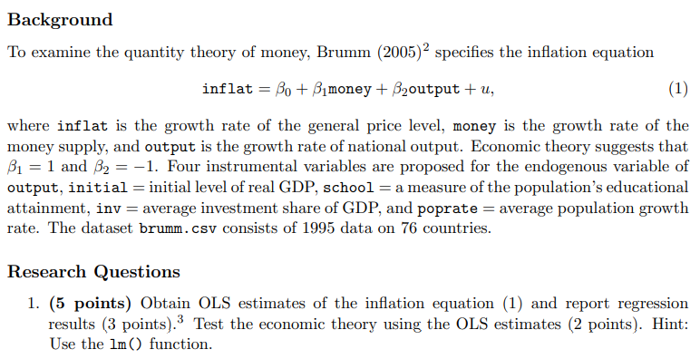 Background To Examine The Quantity Theory Of Money Brumm 2005 2 Specifies The Inflation Equation Inflat Bo Bimoney 1