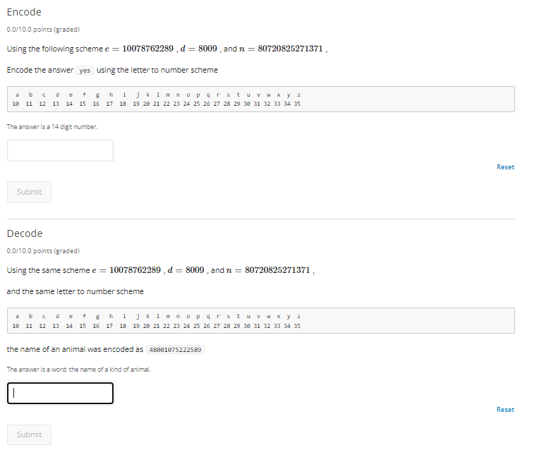 Encode 0 0 10 0 Points Graded Using The Following Scheme E 10078762289 D 8009 And N 80720825271371 Encode Th 1