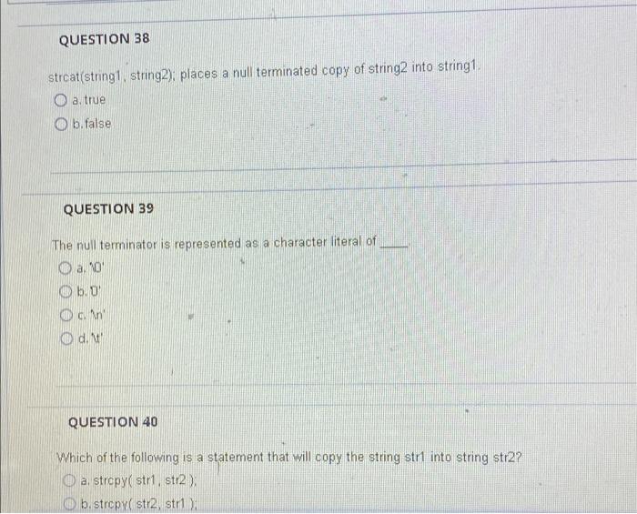 Question 41 Library The Various String Functions That Were Discussed In Lecture Strcpy Strcmp Etc Are Contained In 2
