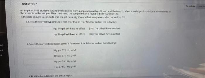 Question 4 For A Sample With N 13 And Sm 4 What Was The Value Of Ss A 14 Points Question 1 A Sample Of 16 Students 2