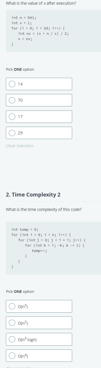 What Is The Value Of X After Execution Int N 841 Int X 1 For I 0 I 50 I Int Nx X N X 2 X 1