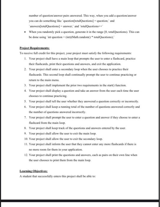Project Name Flashcards Project Description In This Project You Will Be Building An Application That Allows Users To 3