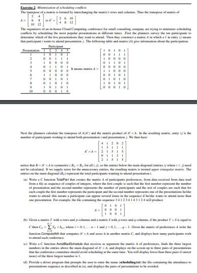 Ewi2 Minisiatief Scheduling Cantit The Trampene Of A Matrix Is Formed By Interchanging The Matrix Www And Comm Thus Th 1
