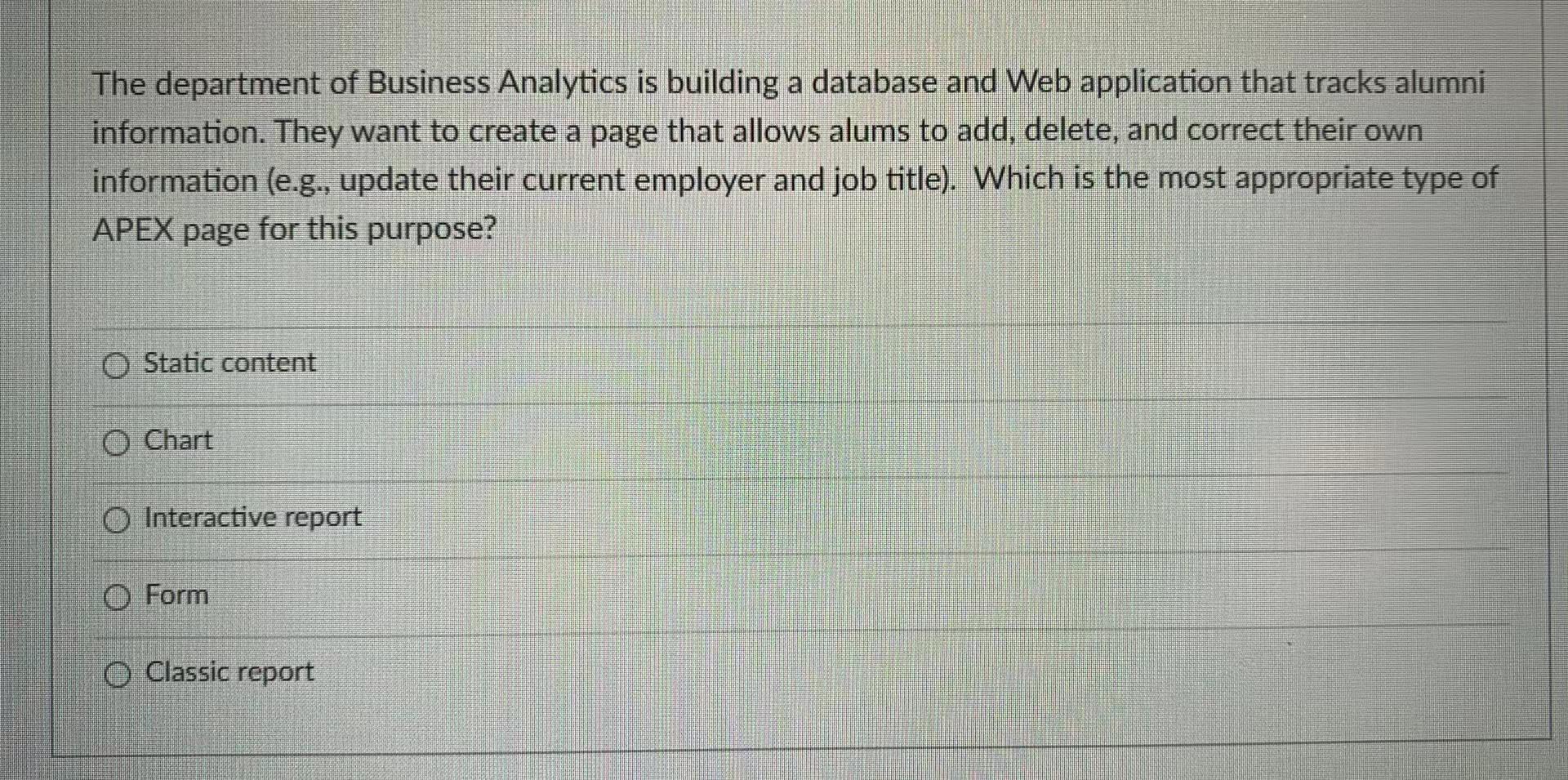 A The Department Of Business Analytics Is Building A Database And Web Application That Tracks Alumni Information They W 1