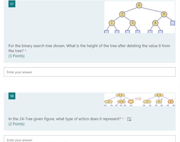 57 For The Binary Search Tree Shown What Is The Height Of The Tree After Deleting The Value 8 From The Tree 3 Points 1