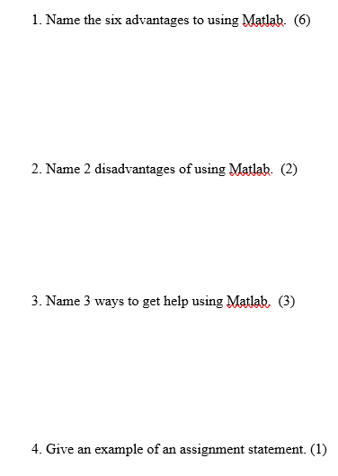 1 Name The Six Advantages To Using Matlab 6 2 Name 2 Disadvantages Of Using Matlab 2 3 Name 3 Ways To Get Help 1
