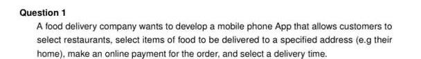 Question 2 This Question Is Also Related To The Food Delivery App Introduced In Question 1 A Draw For The Food Deliv 2