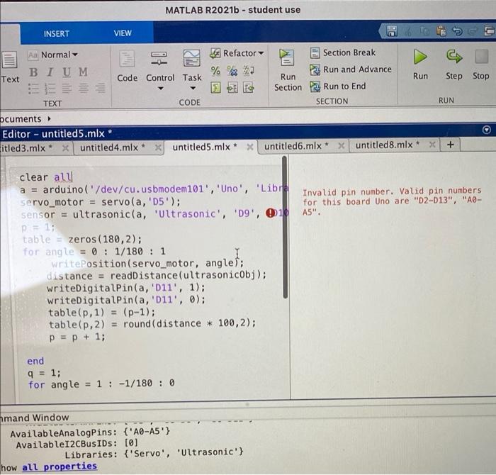 Matlab R2021b Student Use Insert View Section Break A Normal Bium Refactor Run And Advance Text Code Control Task Ru 1